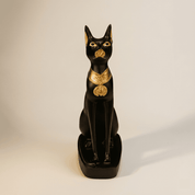 Bastet Cat Statue Black & Gold 13cm