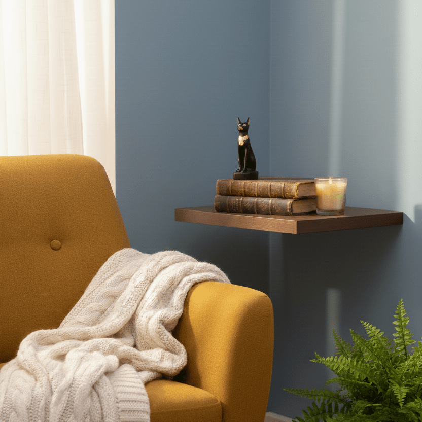 Bastet Cat Statue Black & Gold 13cm