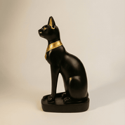 Bastet Cat Statue Black & Gold 25cm