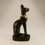 Bastet Cat Statue Black & Gold 25cm