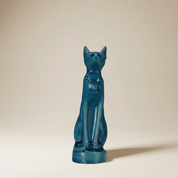 Bastet Cat Statue Blue Ceramic
