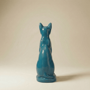 Bastet Cat Statue Blue Ceramic