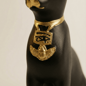 Bastet Cat Statue Black & Gold 23cm