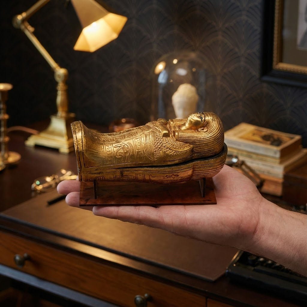 Coffin with Mummy inside with Stand