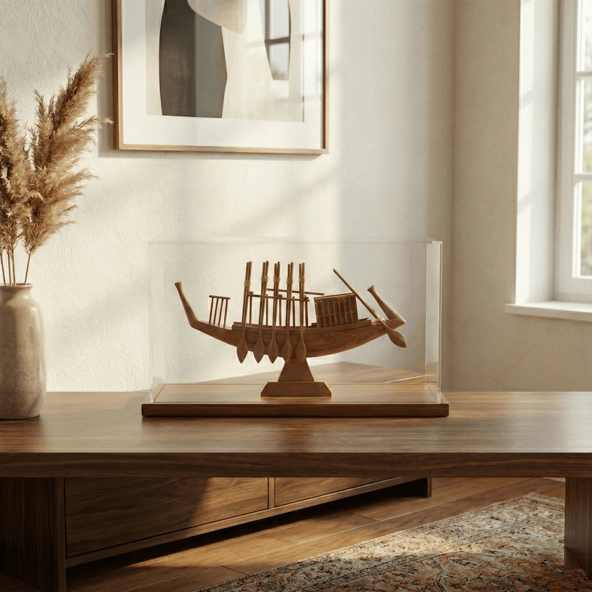 Funerary Boat of King Khufu Plexi Cover and Wooden Base 39cm