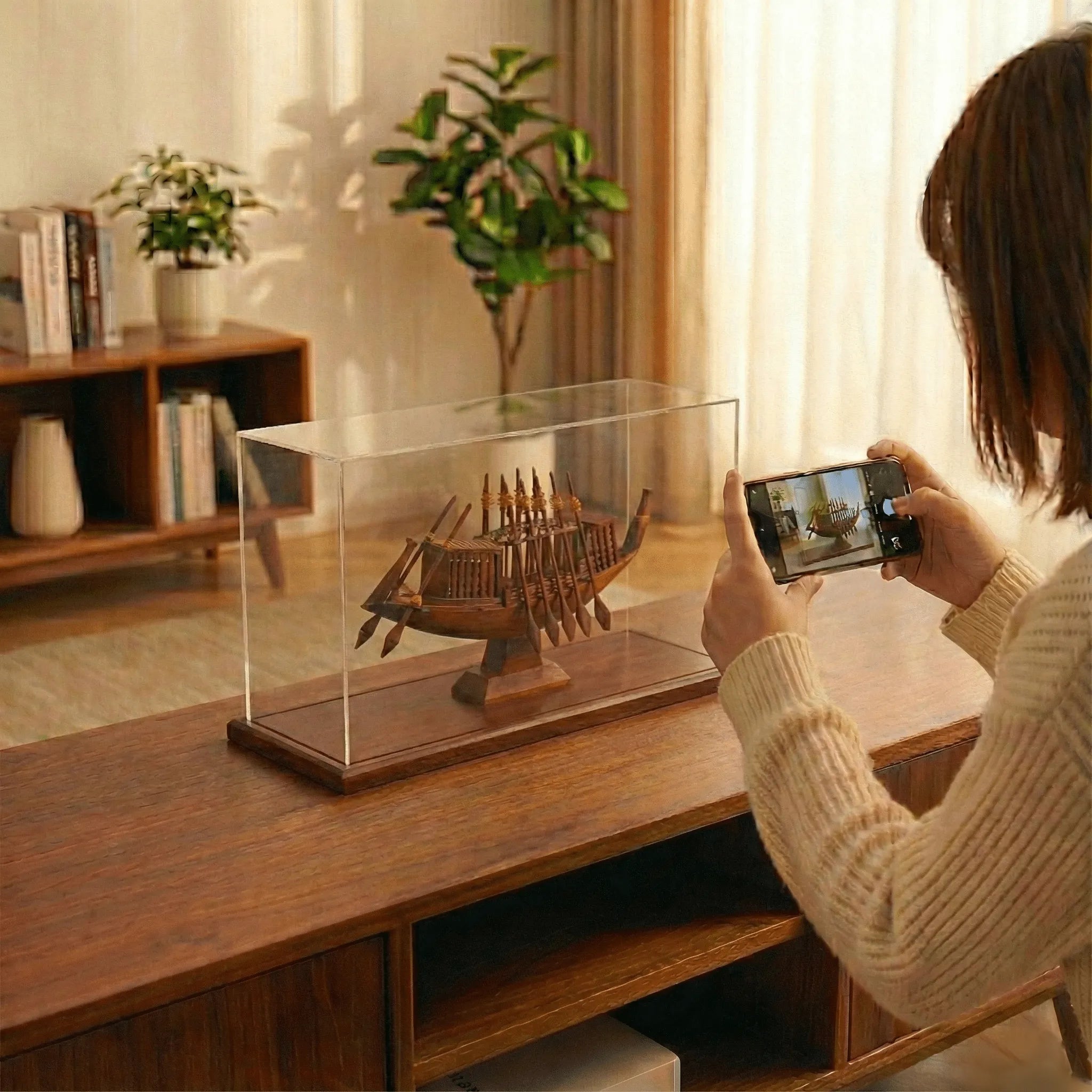 Funerary Boat of King Khufu Plexi Cover and Wooden Base 39cm