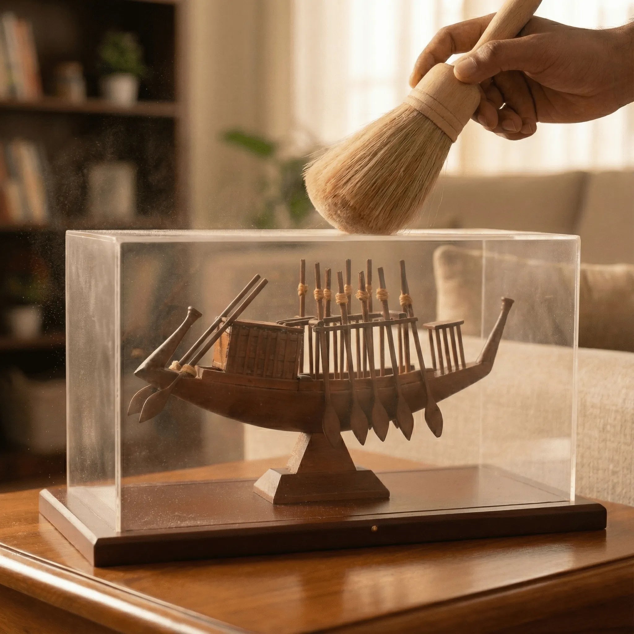 Funerary Boat of King Khufu Plexi Cover and Wooden Base 39cm