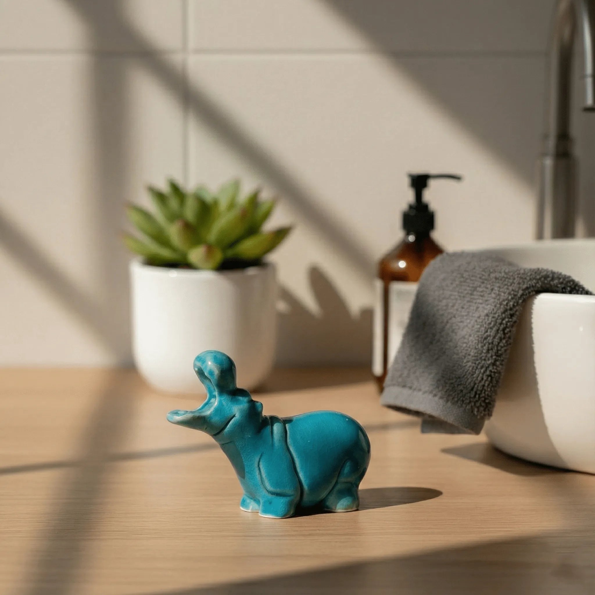 Hippopotamus Blue Ceramic