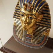 Mask of King Tutankhamun Plexiglass Cover and Wooden Base 20cm