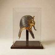 Mask of King Tutankhamun Plexiglass Cover and Wooden Base 20cm