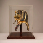 Mask of King Tutankhamun Plexiglass Cover and Wooden Base 28cm