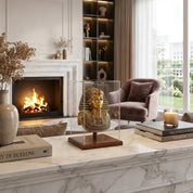 Mask of King Tutankhamun Plexiglass Cover and Wooden Base 28cm