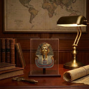 Mask of King Tutankhamun Plexiglass Cover and Wooden Base 28cm