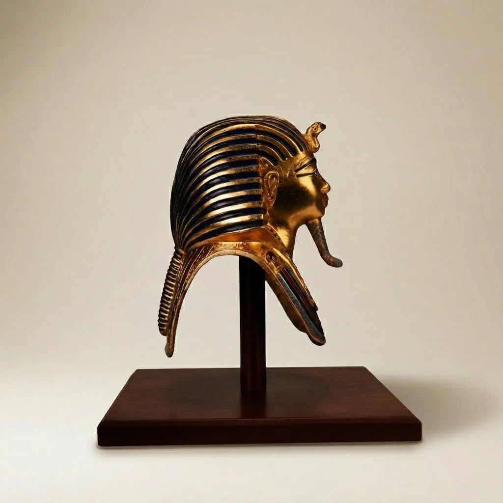 Mask of King Tutankhamun Wooden Base 10cm